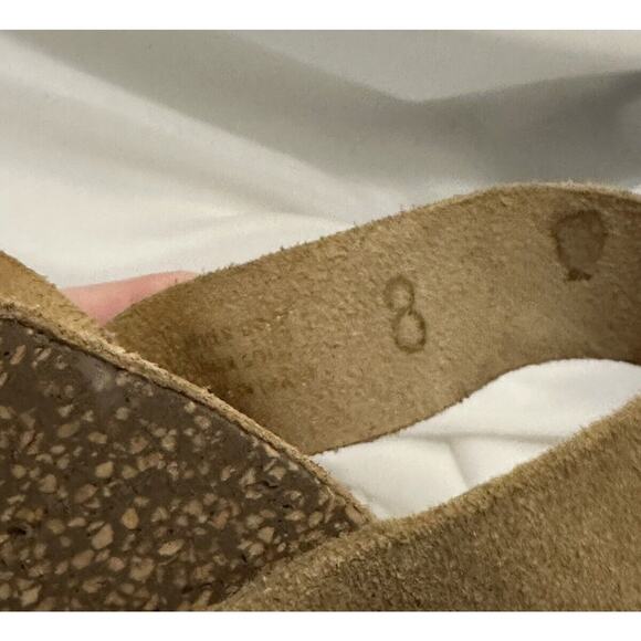 Yokono Women’s Suede Brown Tan Leather Wedge Sandals Slip On Sz 8 Spain - Picture 6 of 6